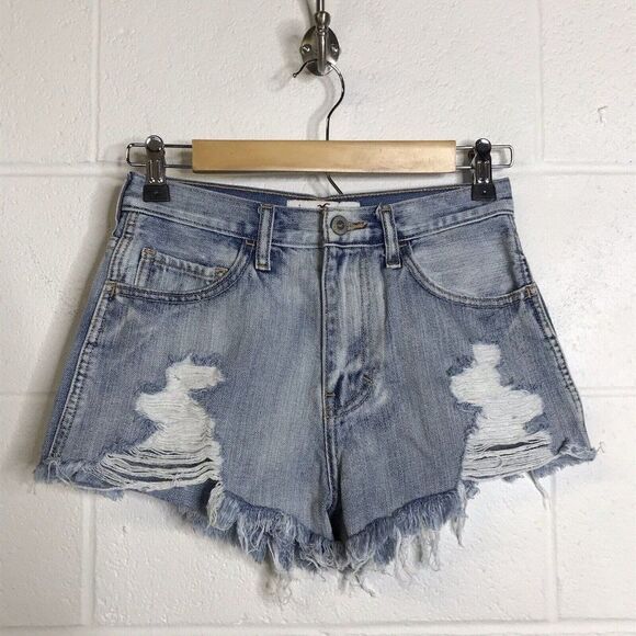 Hollister Pants - Hollister Denim Jean Shorts Distressed Light Washed Raw Edge Size 1 W25